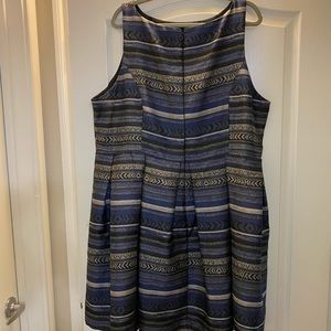 Pleated Blue and Silver Cocktail Dress